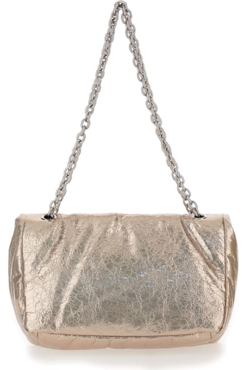 Fashion for Women Balenciaga 'monaco' Gold Tone Shoulder Bag With B Logo Detail In Laminated Leather Woman