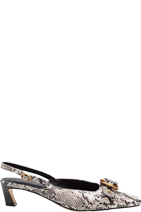 Michael Kors Jaden Kitten Slingbacks In Python-effect Leather