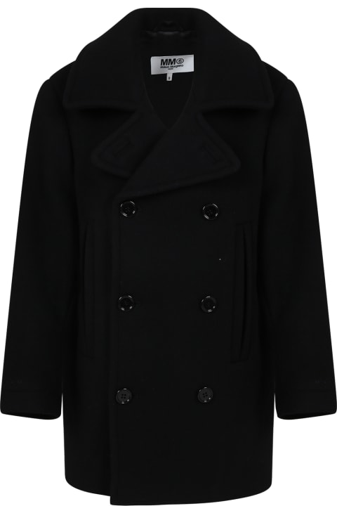 Fashion for Kids MM6 Maison Margiela Black Coat For Boy With Logo