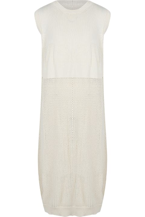 Fashion for Girls MSGM Ivory Dress For Girl With Logo