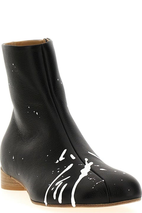 メンズ ブーツ MM6 Maison Margiela Anatomic Paint Splatter Printed Ankle Boots