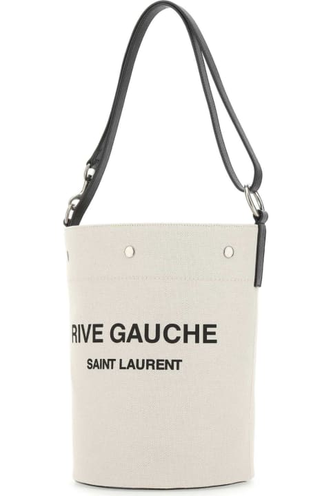 ウィメンズ ショルダーバッグ Saint Laurent Two-tone Canvas And Leather Medium Rive Gauche Bucket Bag