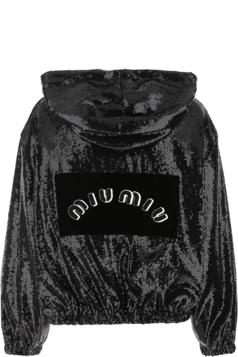 Miu Miu Coats & Jackets for Women Miu Miu Black Sequins Sweatshirt