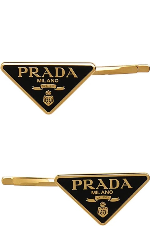 Prada Accessories for Women Prada Black Metal Hair Clip Set