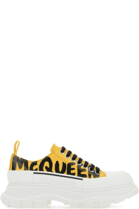 Wedges for Women Alexander McQueen Yellow Leather Tread Slick Sneakers