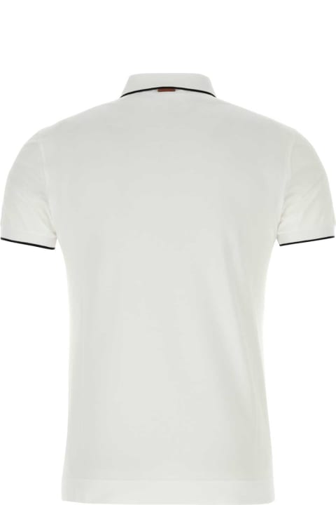 Topwear for Men Zegna White Stretch Piquet Polo Shirt