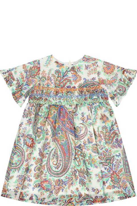 Fashion for Baby Boys Etro Elegant Ivory Dress For Baby Girl With Paisley Pattern
