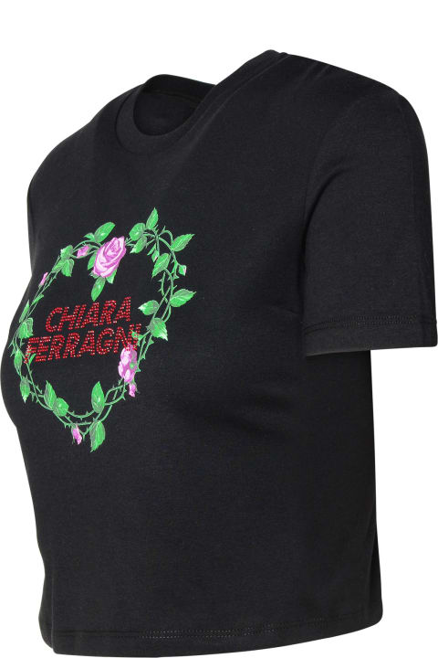 Chiara Ferragni Topwear for Women Chiara Ferragni Black Cotton T-shirt