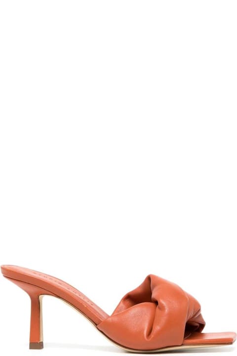 Studio Amelia Woman's  Orange Quilted Leather Twist Mules