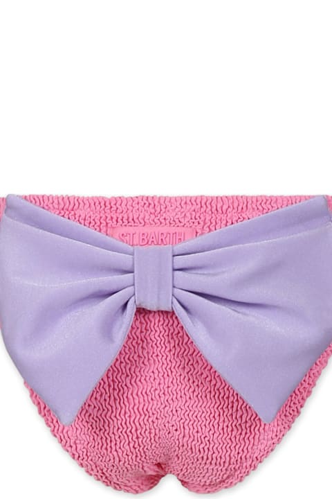 Swimwear for Girls MC2 Saint Barth Pink Swim Briefs For Girl With Bow