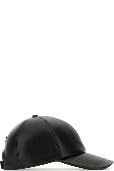 Prada for Men Prada Black Nappa Leather Baseball Cap