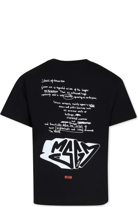 MSGM T-Shirts & Polo Shirts for Boys MSGM Black T-shirt For Boy With Logo