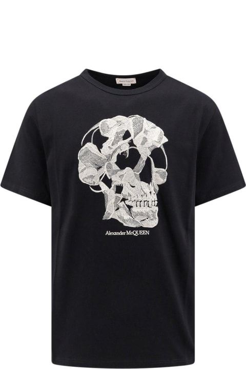 Alexander McQueen Topwear for Women Alexander McQueen Skull Embroidered Crewneck T-shirt