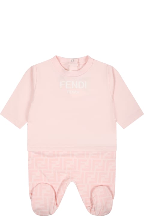 ベビーガールズ Fendiのボディスーツ＆セットアップ Fendi Pink Set For Baby Girl With Logo