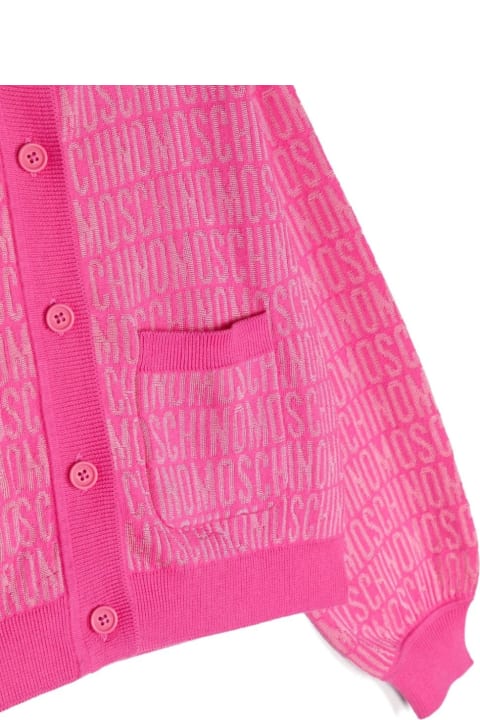 Topwear for Girls Moschino Fuchsia Cardigan With All-over Logo