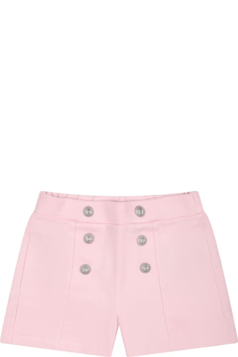 Sale for Baby Girls Balmain Pink Shorts For Baby Girl With Silver Buttons