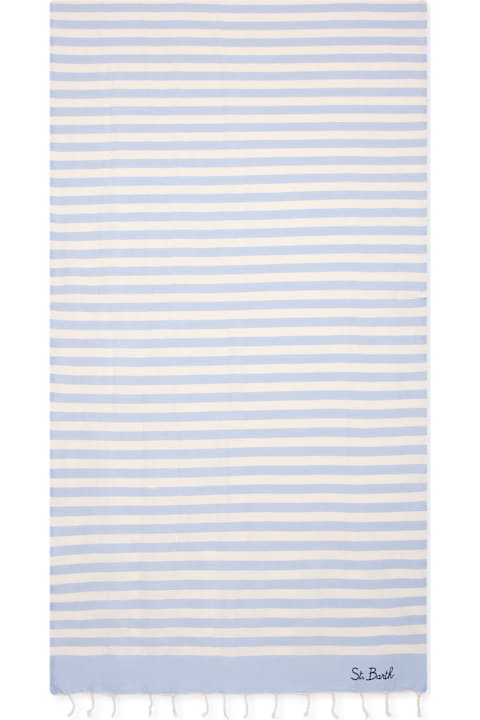 MC2 Saint Barth Accessories & Gifts for Boys MC2 Saint Barth Light Blue Beach Towel For Boy With Logo