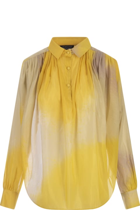 ウィメンズ Gianluca Capannoloのトップス Gianluca Capannolo Yellow Silk Shirt With Gathering