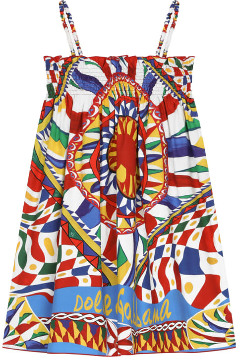 Dresses for Girls Dolce & Gabbana Sundress In Poplin With Cart Print