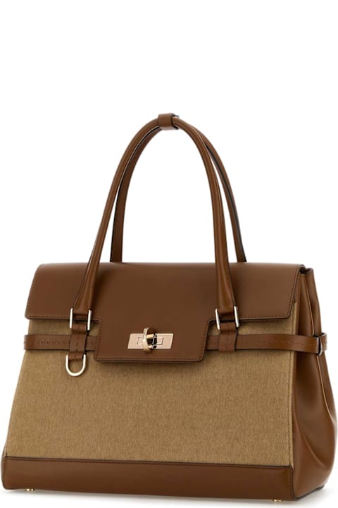 Max Mara Two-tone Leather And Fabric Margau Handbag
