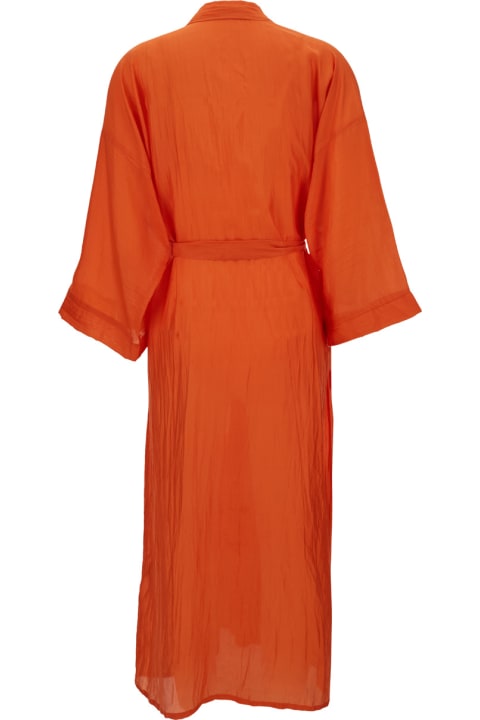 The Rose Ibiza Clothing for Women The Rose Ibiza 'bata' Orange Kimono With Matching Belt In Silk Woman