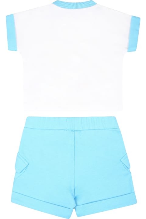 Moschino Clothing for Baby Boys Moschino Light Blue Suit For Baby Boy With Teddy Bear