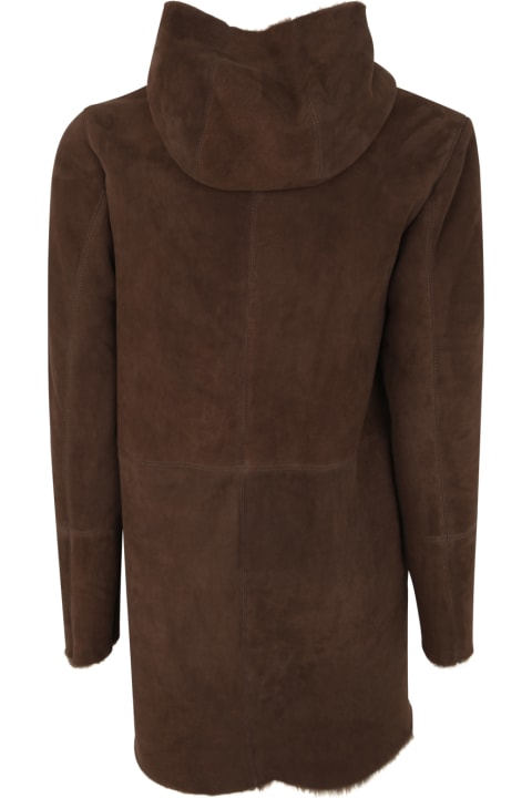 メンズ Giorgio Bratoのコート＆ジャケット Giorgio Brato Sheepskin Long Coat With Hood