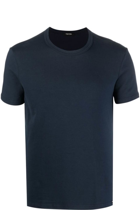 Blue Short Sleeves T-shirt In Cotton Man Tom Ford