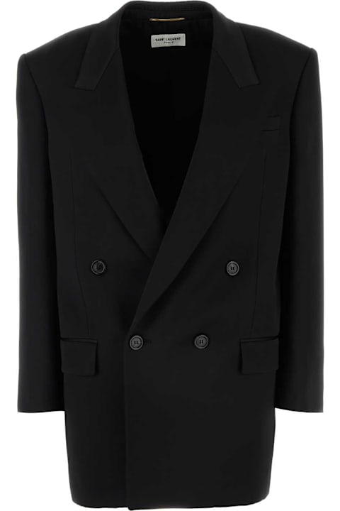 Saint Laurent الملابس لـ السيدات Saint Laurent Black Satin Blazer