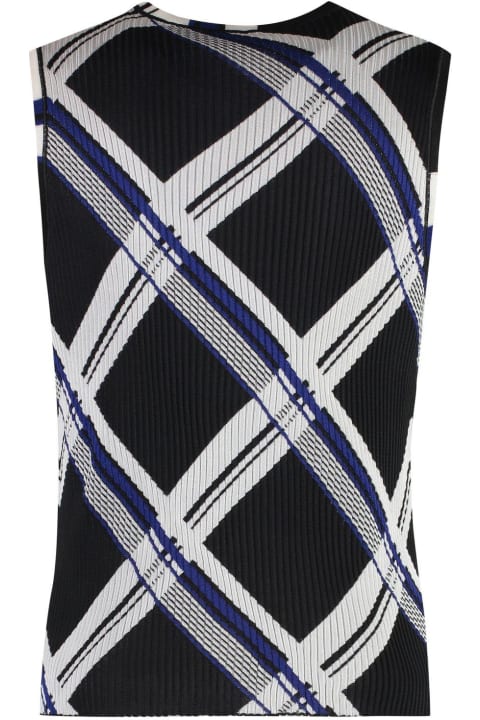 Burberry for Men Burberry Checked Ribbed-knit Sleeveless Top