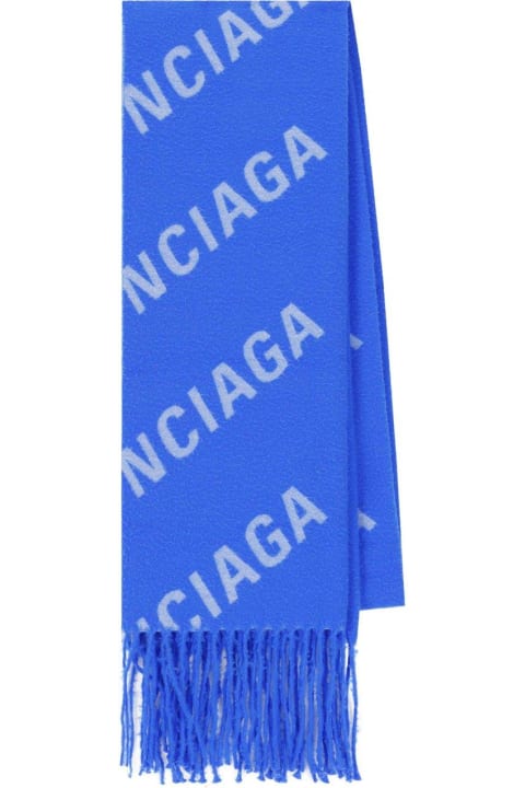 Balenciaga Scarves for Men Balenciaga All-over Logo Embroidered Scarf