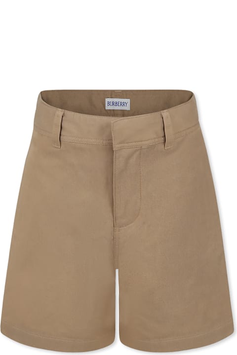 Bottoms for Boys Burberry Beige Shorts For Baby Boy With Embroidered Logo