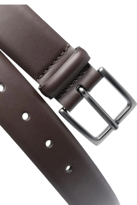 Belts for Men Orciani Smooth Ebony Leather Classic Belt