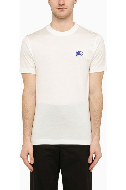 Burberry Topwear for Men Burberry White T-shirt With Logo Embroidery