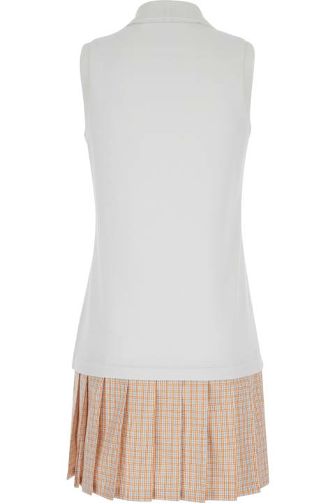 Thom Browne for Women Thom Browne Mini White And Orange Polo Dress In Cotton Woman