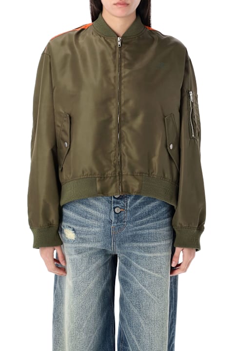Clothing for Women MM6 Maison Margiela Bomber Jacket In Green Polyamide