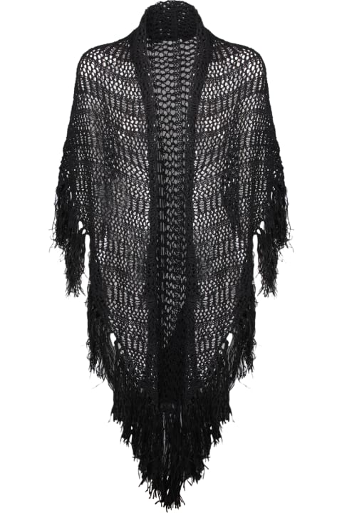 Parosh Scarves & Wraps for Women Parosh Black Knitted Fringed Stole