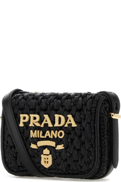 Prada for Women Prada Black Raffia Crossbody Bag