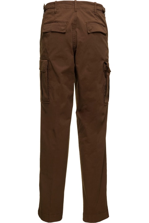Berwich Man's Brown Washed Cotton Cargo Trousers