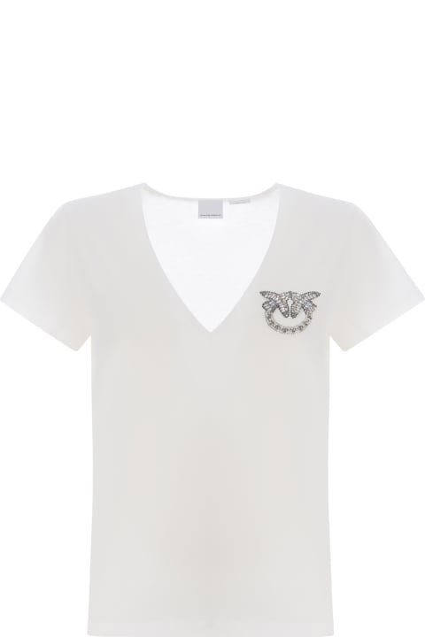 Pinko Topwear for Women Pinko T-shirt With Love Birds Jewel Logo