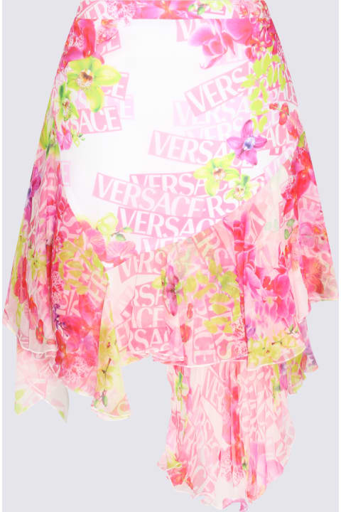 Versace Skirts for Women Versace White And Pink Silk Mini Skirt