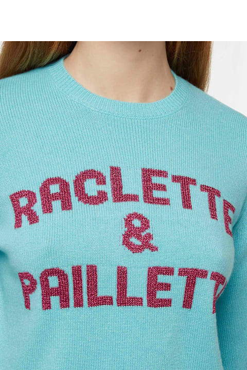 Homeware MC2 Saint Barth Water Green Sweater New Queen With Raclette 
Paillettes Sequins Lettering