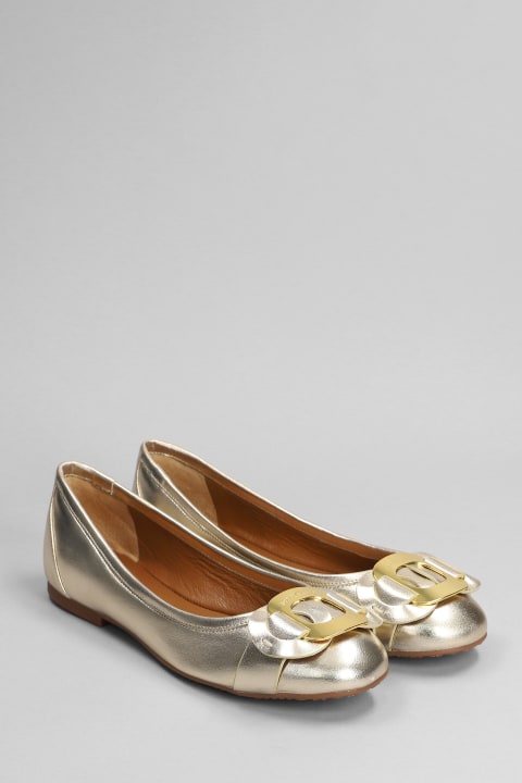 Flat Shoes for Women See by Chloé Chany Ballet Flats In Gold Leather