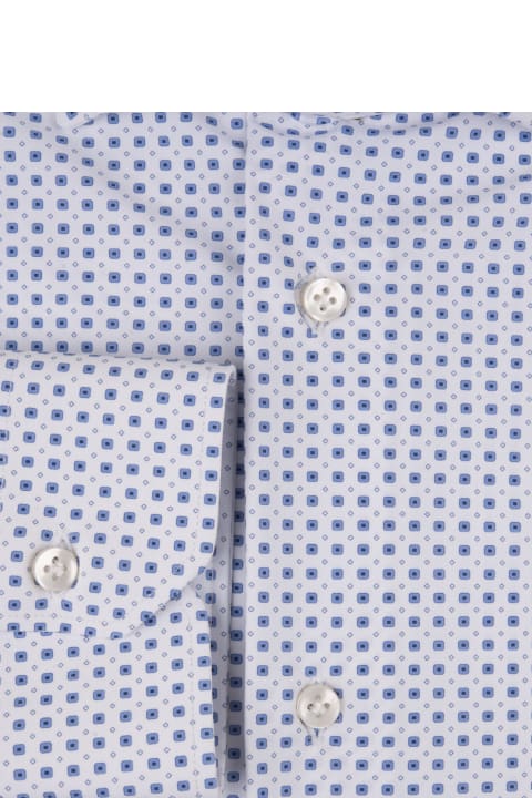 メンズ Sartorio Napoliのウェア Sartorio Napoli White Shirt With Blue Micro Pattern