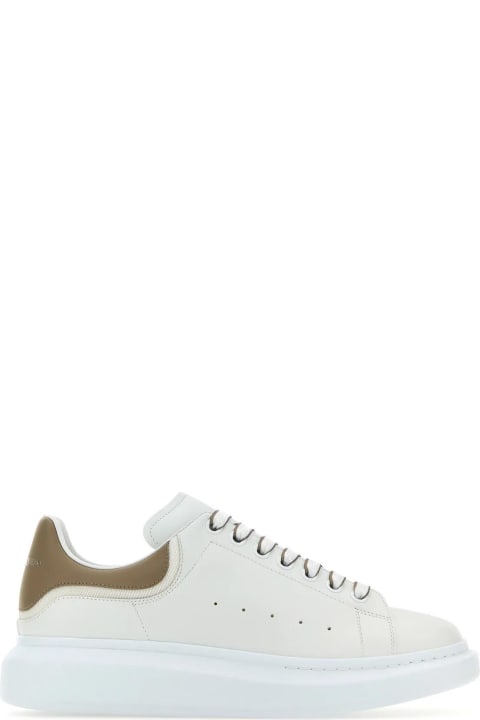 Alexander McQueen for Men Alexander McQueen White Leather Sneakers With Dove Grey Leather Heel
