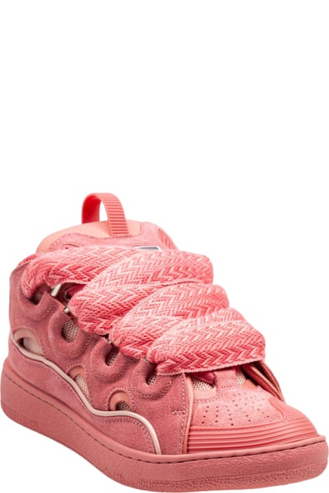 Homeware Lanvin Curb Suede Sneakers Pink Color