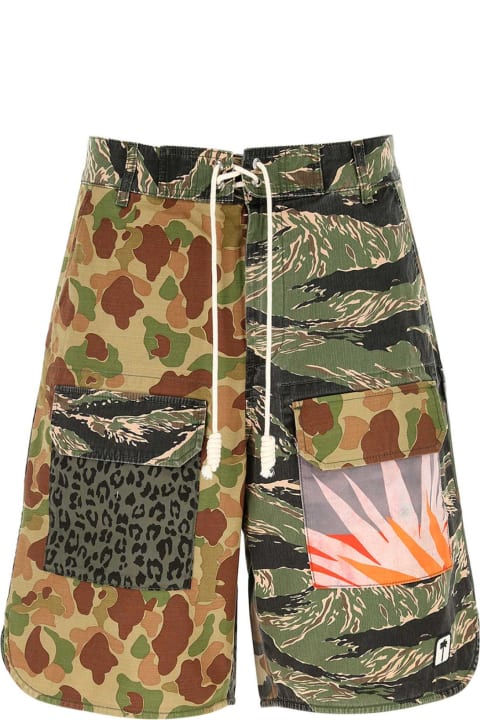 Palm Angels Pants for Men Palm Angels Printed Cotton Bermuda Shorts