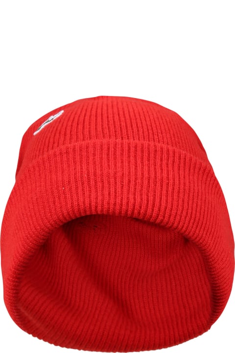 ボーイズ アクセサリー＆ギフト Lacoste Red Hat For Boy With Patch Of The Iconic Logo