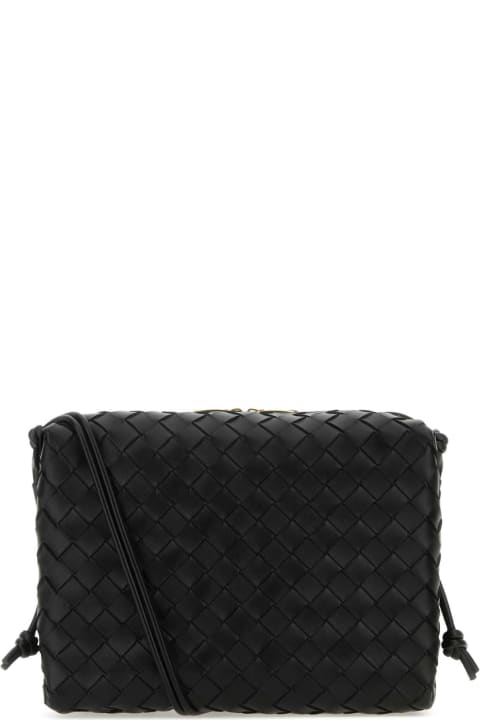 Bottega Veneta for Women Bottega Veneta Black Leather Small Loop Crossbody Bag