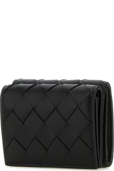 Wallets for Women Bottega Veneta Black Leather Tiny Intrecciato Wallet